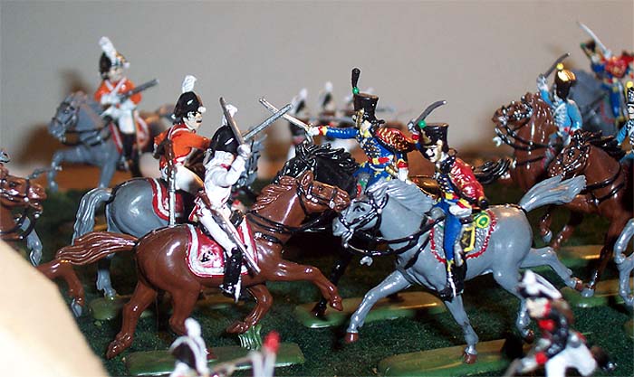 French hussars charging Prussian cuirassiers