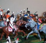French hussars charging Prussian cuirassiers