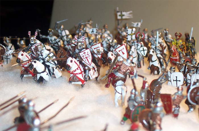 Teutonic and Livonian knights charging.