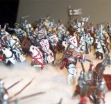 Teutonic and Livonian knights charging.
